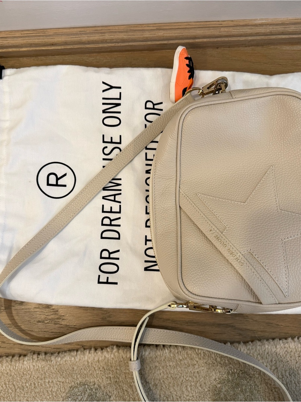 Golden Goose Crossbody Camera Bag Cream with Dust Bag